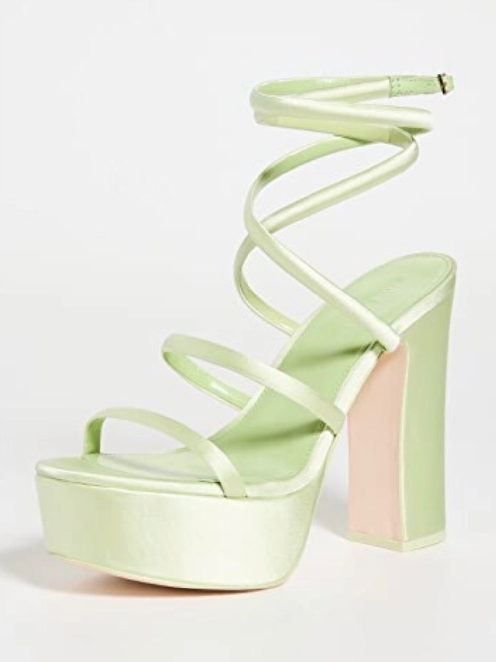 Cult Gaia Pale Green Satin Hyte Platform Sandal